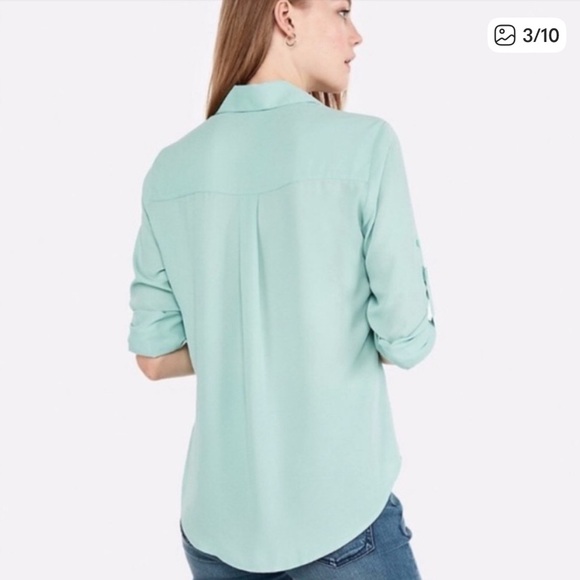 Express Turquoise Button-Down Shirt - Picture 2 of 7